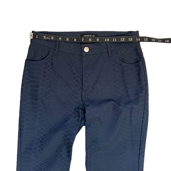LAFAYETTE 148 NY Size 2 Small Navy Blue Thompson Embossed Snake Pattern Pant - Picture 8 of 11